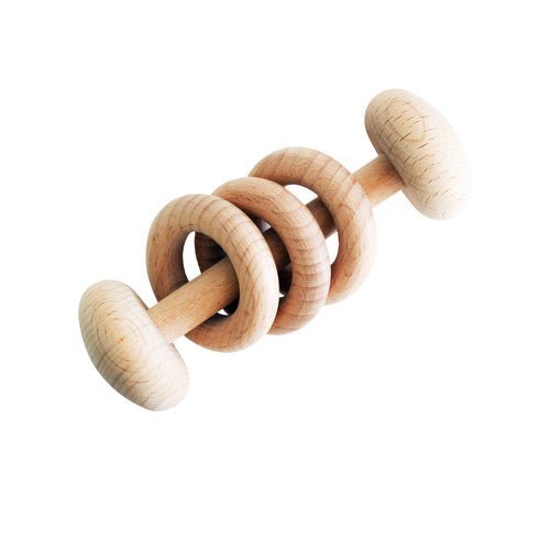 Teether rattle stick from Alimrose.  Great baby gift.