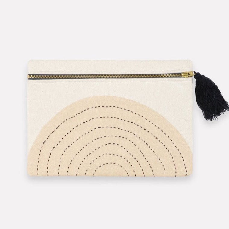 Anchal clutch in ivory with black stitching.  Great girlfriend gift. 