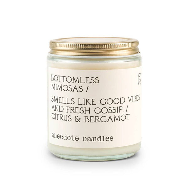 Anecdote Candles Bottomless mimosas gives the good vibes and the fresh gossip in any girlfriend gift.