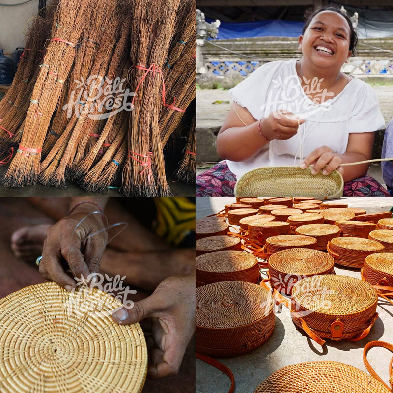 Four images featuring different products from Bali Harvest. Their products and made by hand.