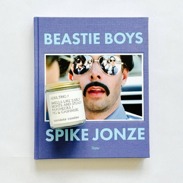 Beastie Boys by Spike Jonze book paired with our Adulting Candle from Anecdote Candle Co.