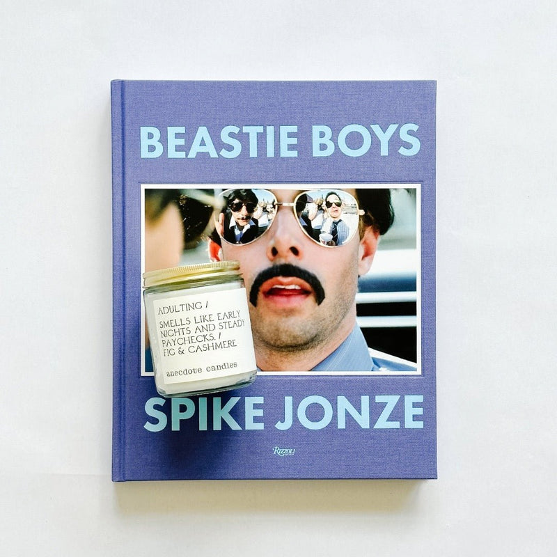 Beastie Boys by Spike Jonze book paired with our Adulting Candle from Anecdote Candle Co.