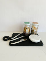 Camp craft cocktails with Laguoile mini cheese set and arendal black boards as a host gift.