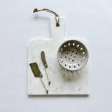 Caravan Home marble board paired with ivory cheese knives and a berry bowl. The perfect gift.
