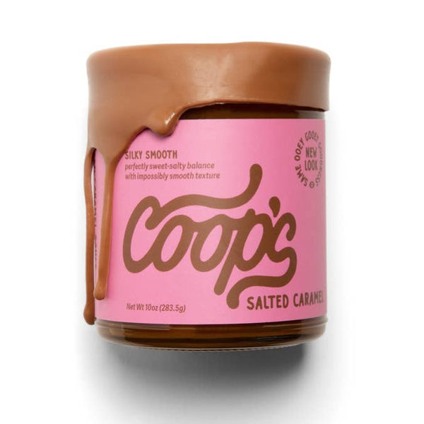 Pair this yummy sauce from Coops with our hot fudge for a sweet + salty host gift!