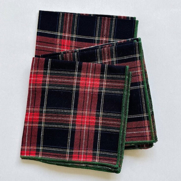 Festive cocktail napkins from dot and army in a red tartan.