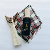 Beautiful Kazi angel ornament paired with tartan cocktail napkins and balsam room spray. Sweet holiday gift.