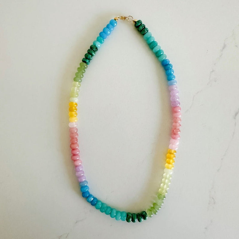 Etoiled ombre necklace in a muted rainbow of hues.