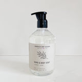 Hand and body soap from French Dry Goods in laurel leaf.