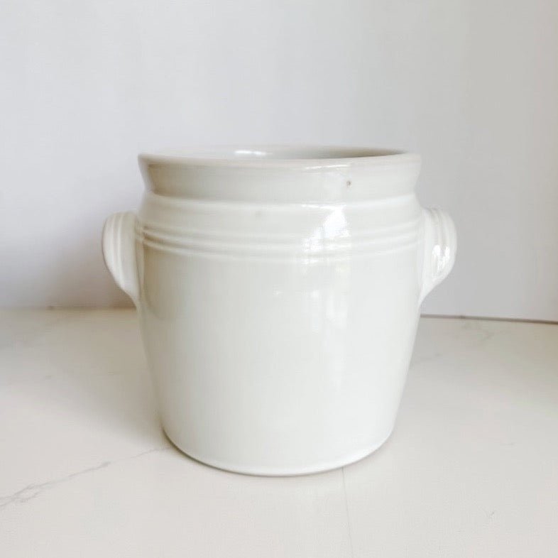 A perfect addition to any kitchen, this French Dry Goods ceramic crock is beautiful.