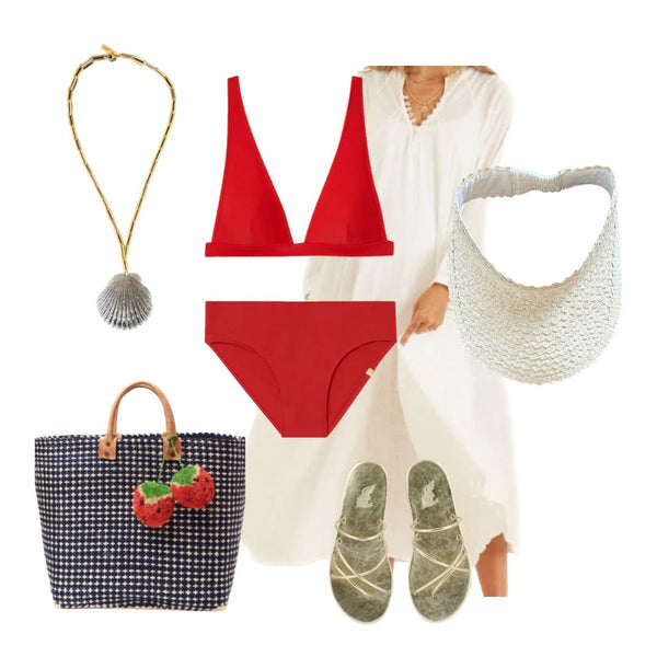 GRWM for the pool with this Hadley tote from Mar y Sol, a Bali Harvest visor, and the Reshelled Janet necklace.