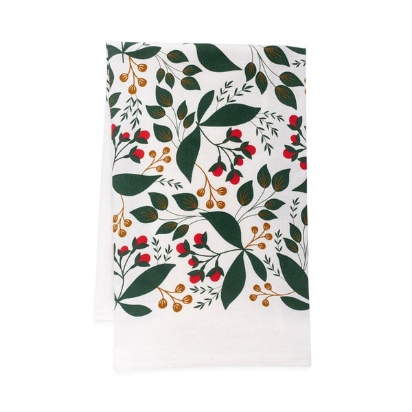 A winterberry tea towel from Hazelmade is one of our favorites to pair with tea or our berry bowls.