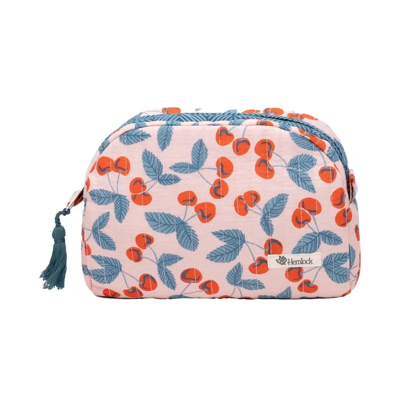 Cute toiletry pouch from Hemlock Goods featuring cherries.