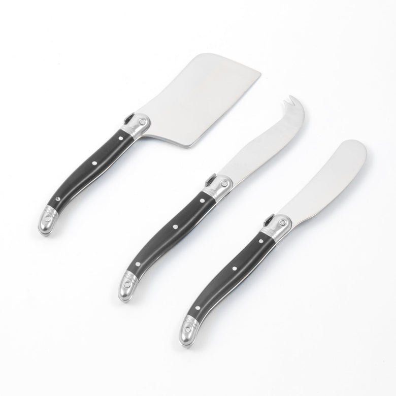 Laguiole cheese knives set in black. Beautiful French knives.