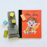 Elton John book paired with bright building blocks. A sweet gift for any kid.