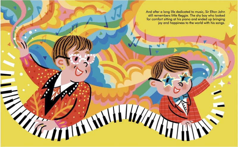 Page from book about Elton John and his life.  