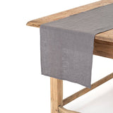 Charcoal Gray linen table runner displayed on a table