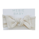 Mebie baby organic cotton ribbed head wrap in vanilla for newborn baby or toddler.