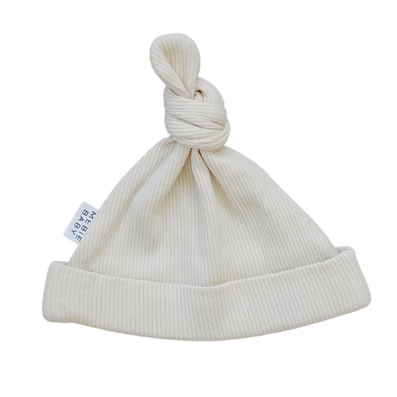 A sweet hat for newborn baby from Mebie Baby. Pair it with the ribbed knotted sleep gown for a popular baby gift.