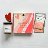 Champagne and Rose shower steamers, heart-shaped gua sha, rose sea polish and eye gels are a romantic gift that any girl would love.