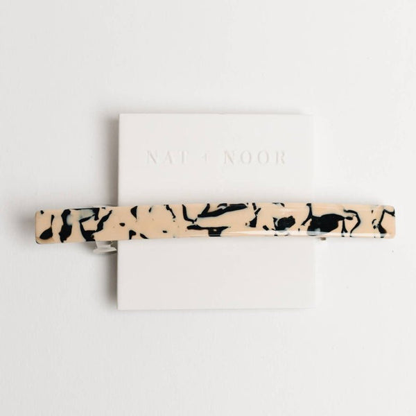 The Nat and Noor Barrette in marble is paired perfectly with any bath and beauty gifts from East Third Collective.
