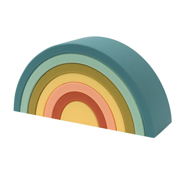 The rainbow silicone stacker from OB Designs is fun gift for baby.