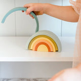 OB Designs Blueberry Rainbow Silicone Stacker for baby and toddler.