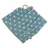 Muslin Security Blanket made from eco-friendly bamboo and cotton.  Shown in ocean shell.