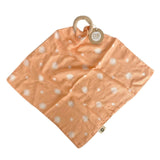 Muslin Security Blanket shown in peach daisy.