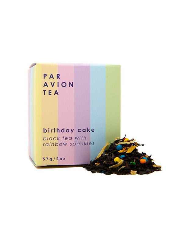 Par Avion birthday cake tea is the perfect gift.  Includes rainbow sprinkles to make them smile.