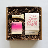 Par Avion Inner glow tea, butter love Love Bath and bkind lip balm looking adorable together packaged in a box.