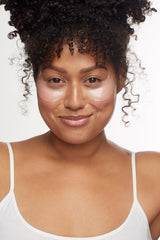 Girl with eye gels from Patchology.  Great for dry skin, puffy eyes, fine lines and wrinkles.
