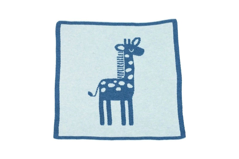 View of back of Pink Lemonade's giraffe travel blanket.