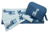 The sweetest baby gift features and giraffe blanket that fits into a travel pouch.