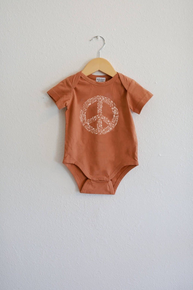 Peave onesie in the toasted nut color.  Adorable baby gift.