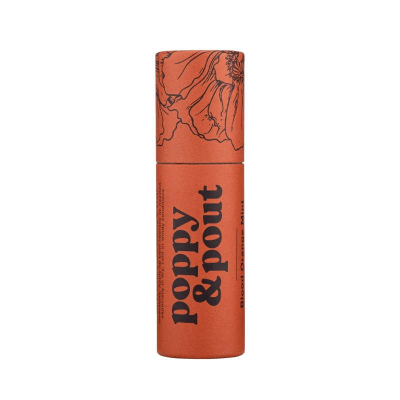 Poppy & Pout lip balm in Blood Orange Mint.