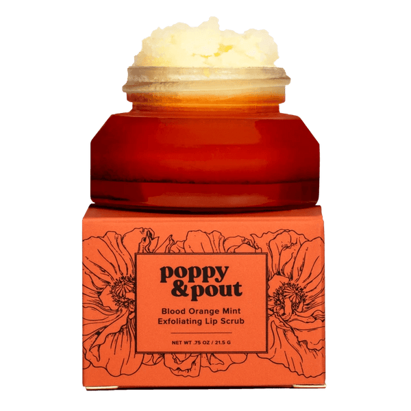 Poppy & Pout Blood orange Mint Exfoliating Lip Scrub.