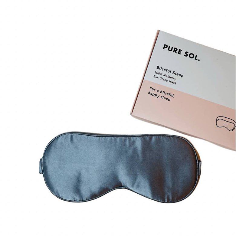 Pure sol sil sleep mask in charcoal.
