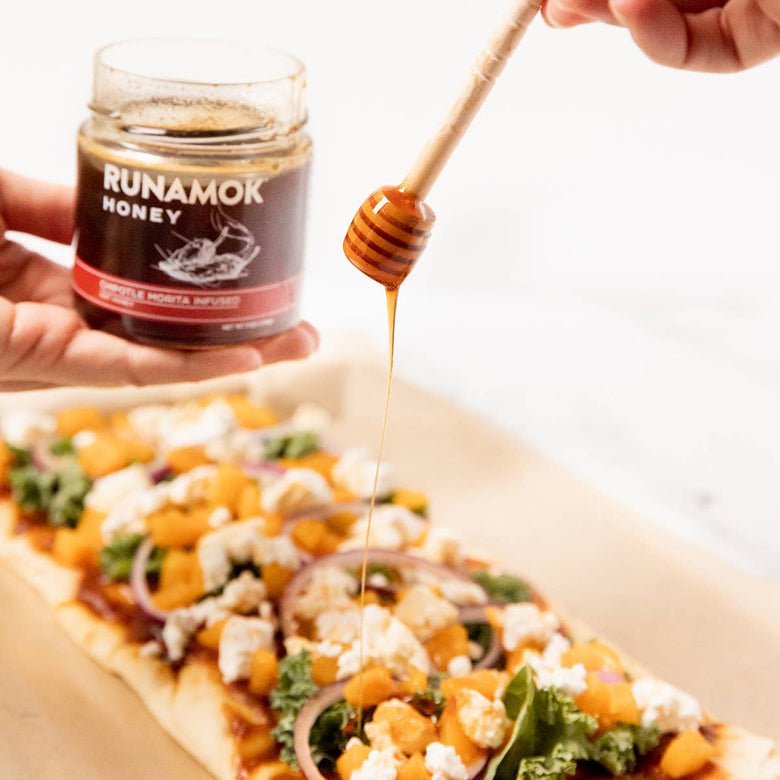 Drizzle this amazing Runamok chipotle morita honey over pizza for the tastiest meal.