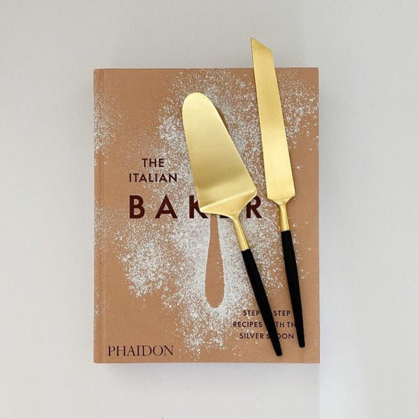 Black & Gold Cake Lift & Knife Set