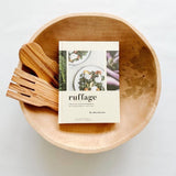 Gorgeous wood bowl paired with salad hands and Ruffage cookbook making a great gift for the health nut!