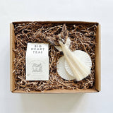 A sweet new home holiday collection featuring minty white tea, marble coasters and an angel ornament.